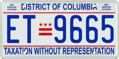 DC license plate ET9665