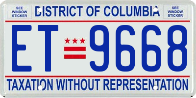 DC license plate ET9668