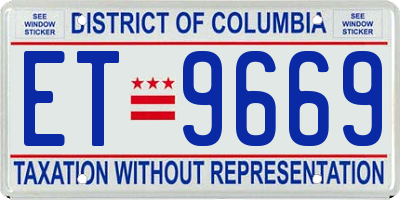 DC license plate ET9669
