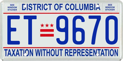 DC license plate ET9670