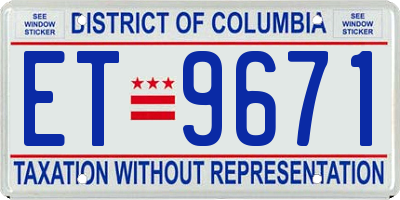 DC license plate ET9671