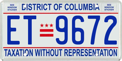 DC license plate ET9672