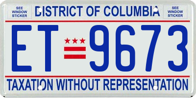 DC license plate ET9673