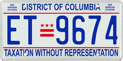 DC license plate ET9674