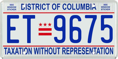 DC license plate ET9675
