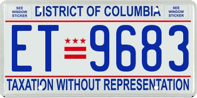 DC license plate ET9683