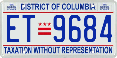 DC license plate ET9684