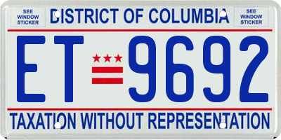 DC license plate ET9692