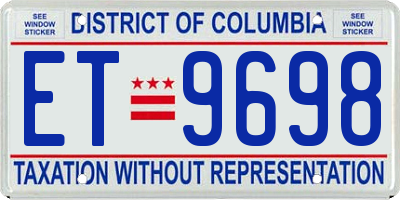 DC license plate ET9698