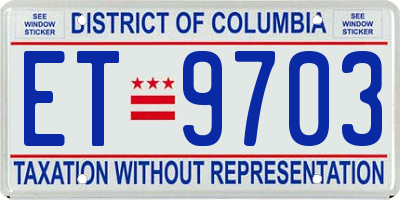 DC license plate ET9703