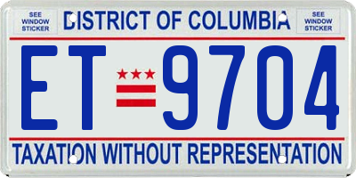 DC license plate ET9704