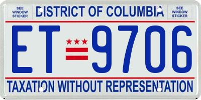 DC license plate ET9706