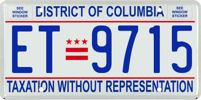 DC license plate ET9715