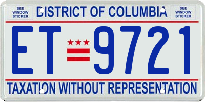 DC license plate ET9721