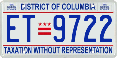 DC license plate ET9722