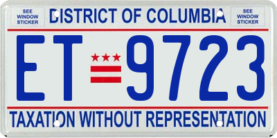 DC license plate ET9723