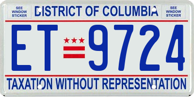 DC license plate ET9724