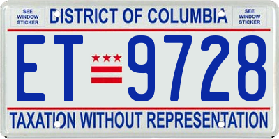 DC license plate ET9728