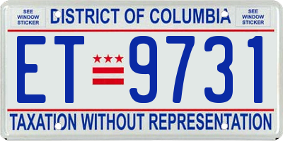 DC license plate ET9731