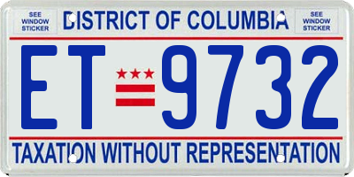 DC license plate ET9732