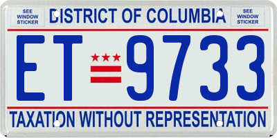 DC license plate ET9733