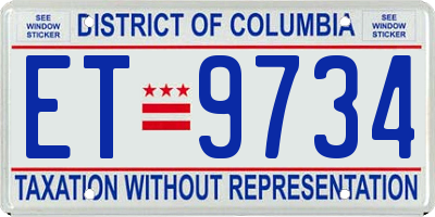 DC license plate ET9734