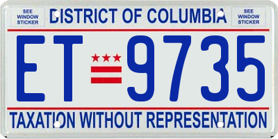 DC license plate ET9735