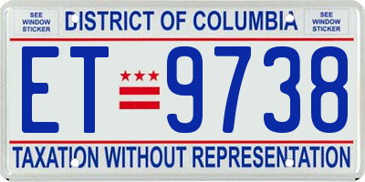 DC license plate ET9738