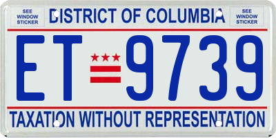 DC license plate ET9739