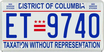DC license plate ET9740