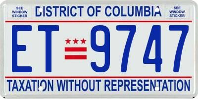 DC license plate ET9747