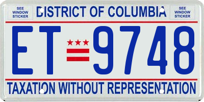 DC license plate ET9748