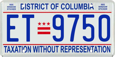 DC license plate ET9750