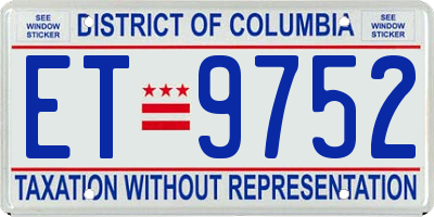 DC license plate ET9752