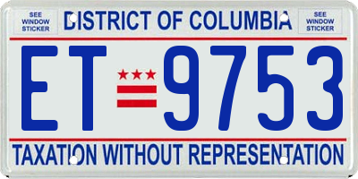 DC license plate ET9753