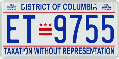 DC license plate ET9755