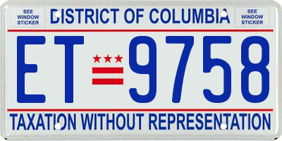 DC license plate ET9758