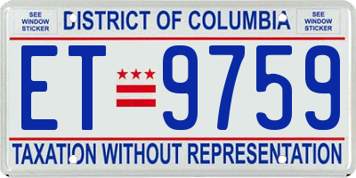 DC license plate ET9759