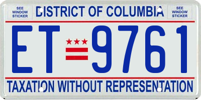 DC license plate ET9761