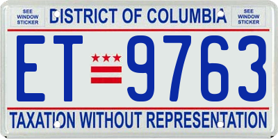 DC license plate ET9763