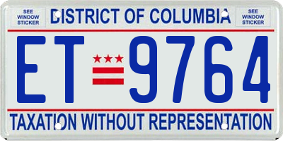 DC license plate ET9764