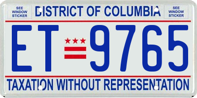 DC license plate ET9765
