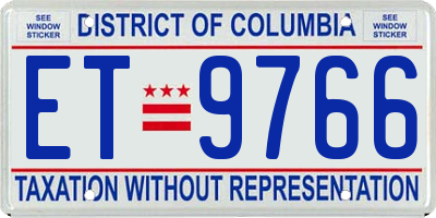 DC license plate ET9766