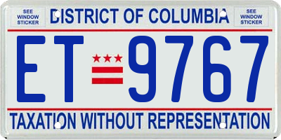 DC license plate ET9767