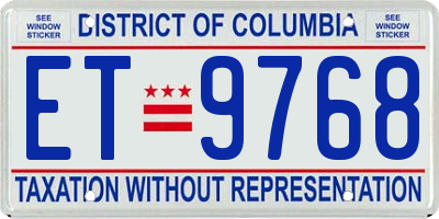 DC license plate ET9768
