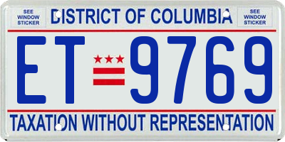 DC license plate ET9769