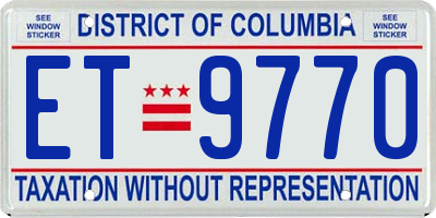 DC license plate ET9770