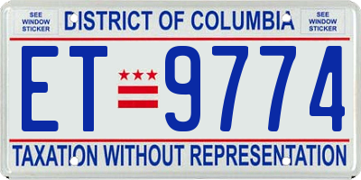 DC license plate ET9774