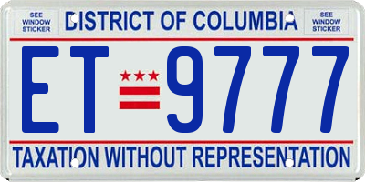 DC license plate ET9777