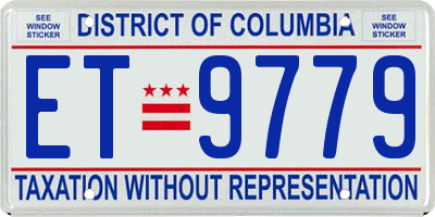 DC license plate ET9779